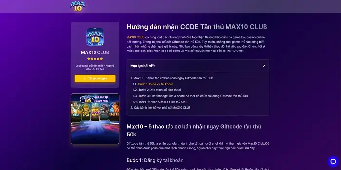 Mục hướng dẫn nhận Code