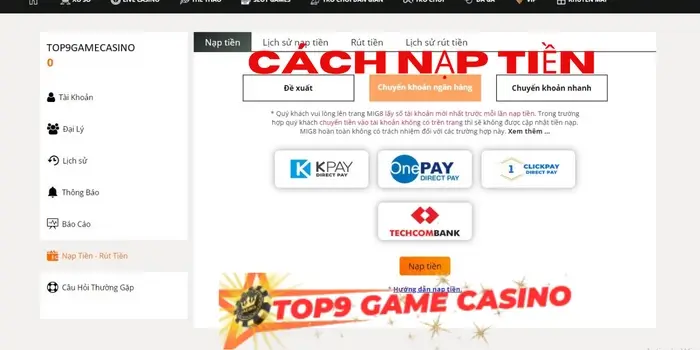 Cách nạp tiền tại casino online