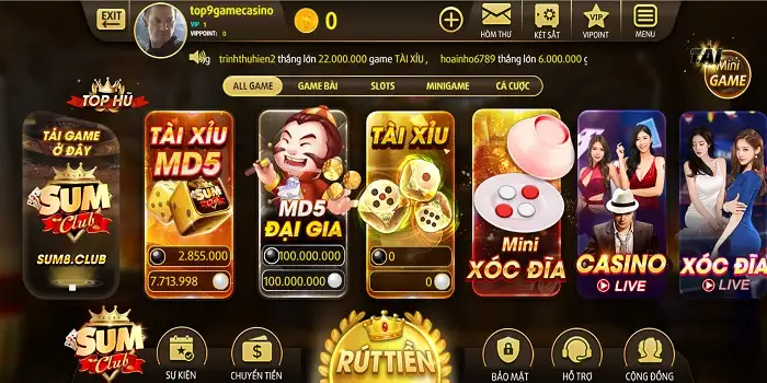 Giao diện và trò chơi tại cổng game