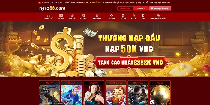 Thưởng nạp đầu 50K dành cho hội viên mới Hello8855