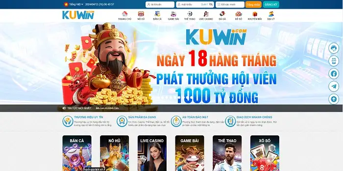 Đăng nhập Kuwin07 ngày 18 hàng tháng rinh 1000 tỷ đồng