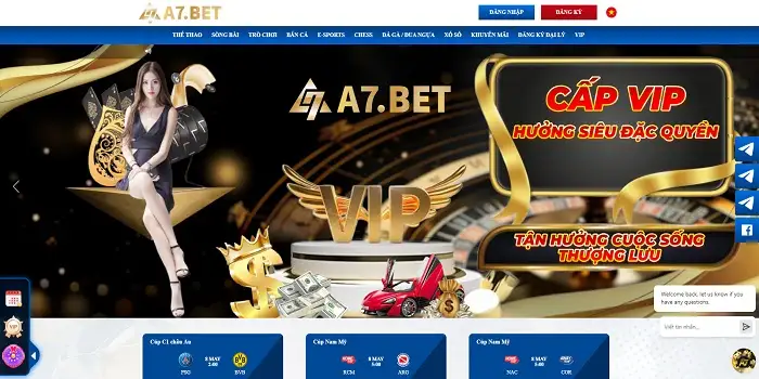 Giao diện chính của nhà cái A7Bet0